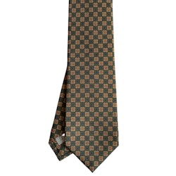 Floral Printed Silk Tie - Green/Orange