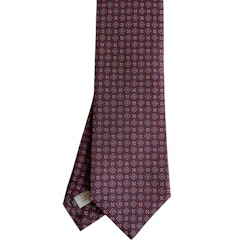 Floral Printed Silk Tie - Burgundy/Light Blue