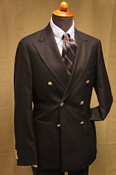 Double Breasted Wool Club Blazer - Unconstructed - Navy Blue