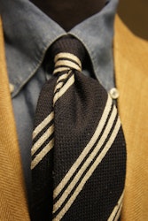 Regimental Shantung Tie - Untipped - Navy Blue/White