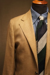 Blockstripe Shantung Tie - Navy Blue/Green/Beige
