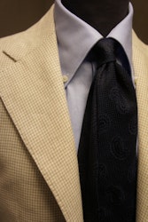 Paisley Silk Grenadine Tie - Untipped - Navy Blue