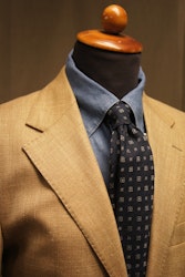 Floral Shantung Tie - Navy Blue/White