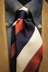 Regimental Repp Silk Tie - Navy Blue/White/Red