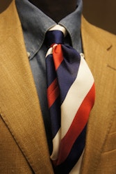 Regimental Repp Silk Tie - Navy Blue/White/Red