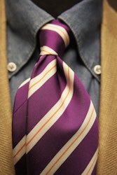 Regimental Repp Silk Tie - Purple/White/Orange