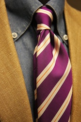 Regimental Repp Silk Tie - Purple/White/Orange