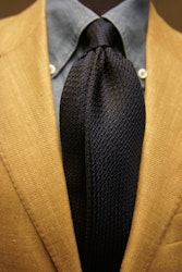 Semi Solid Silk Grenadine Grossa Tie - Untipped - Navy Blue