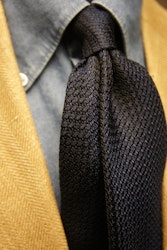 Semi Solid Silk Grenadine Grossa Tie - Untipped - Navy Blue