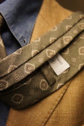 Medallion Silk Tie - Olive Green/Beige