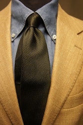 Semi Solid Silk Grenadine Fina Tie - Untipped - Military Green