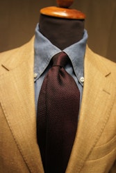Semi Solid Silk Grenadine Fina Tie - Untipped - Wine Red