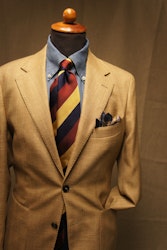 Regimental Repp Silk Tie - Navy Blue/Burgundy/Yellow