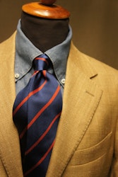 Regimental Repp Silk Tie - Navy Blue/Burgundy