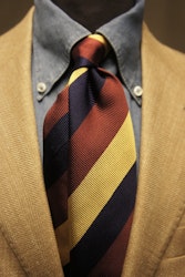 Regimental Repp Silk Tie - Navy Blue/Burgundy/Yellow