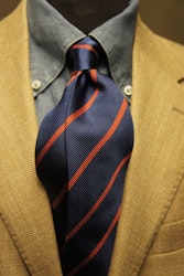 Regimental Repp Silk Tie - Navy Blue/Burgundy