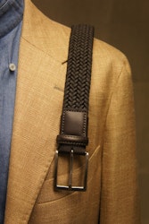 Braided Stretch and Leather Belt - Brown