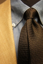 Semi Solid Silk Grenadine Grossa Tie - Untipped - Brown