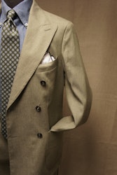 Double Breasted Linen/Cotton Jacket - Unconstructed - Olive Green