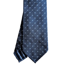 Floral Silk Tie - Untipped - Navy Blue/Light Blue