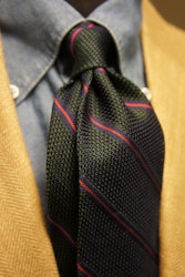 Regimental Silk Grenadine Tie - Untipped - Green/Navy Blue/Burgundy