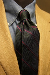 Regimental Silk Grenadine Tie - Untipped - Green/Navy Blue/Burgundy