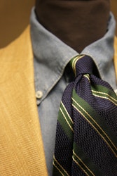 Regimental Silk Grenadine Tie - Untipped - Navy Blue/Green/White