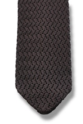 Zigzag Solid Knitted Silk Tie - Dark Brown