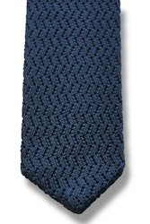 Zigzag Solid Knitted Silk Tie - Light Navy Blue