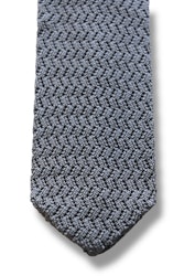 Zigzag Solid Knitted Silk Tie - Grey