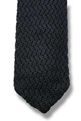 Zigzag Solid Knitted Silk Tie - Black