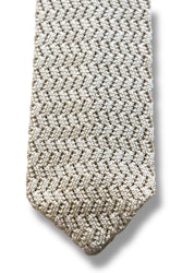 Zigzag Solid Knitted Silk Tie - Light Beige