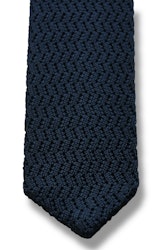 Zigzag Solid Knitted Silk Tie - Navy Blue