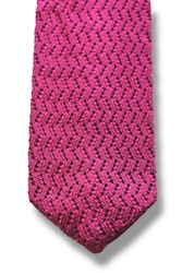 Zigzag Solid Knitted Silk Tie - Cerise