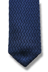Zigzag Solid Knitted Silk Tie - Mid Navy Blue