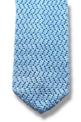 Zigzag Solid Knitted Silk Tie - Light Blue