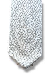 Zigzag Solid Knitted Silk Tie - White