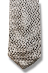 Zigzag Solid Knitted Silk Tie - Mid Beige