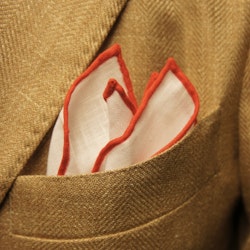 Candy Stripe Linen Pocket Square - White/Red