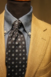 Floral Silk Tie - Navy Blue/Light Blue/White