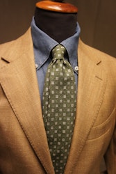 Textured Floral Silk Tie - Green/White