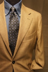 Printed Floral Silk Tie - Green/Beige/Blue
