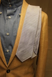 Micro Silk Grenadine Tie - Untipped - White/Navy Blue