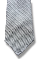 Solid Silk Grenadine Fina Tie - Untipped - Grey/White