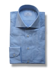 Thin Striped Linen/Cotton Shirt - Cutaway - Light Blue/White