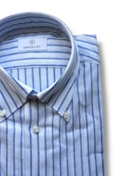 Pinstripe Linen/Cotton Shirt - Button Down - Navy Blue/White