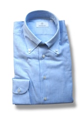 Thin Striped Linen/Cotton Shirt - Button Down - Light Blue/White
