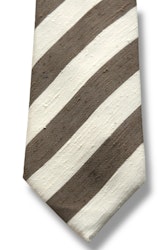 Regimental Shantung Tie - Brown/Cream white