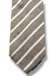 Regimental Shantung Tie - Brown/Cream/Navy