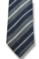 Regimental Shantung Tie - Grey/Navy Blue/White